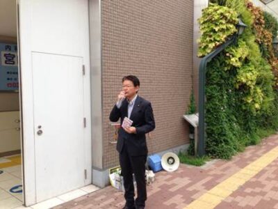2014年6月18日（水）　野方駅（中野区）で朝の街頭演説