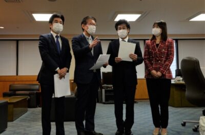 緊急事態宣言再発令に合わせた労働者の所得補償制度の拡充等を田村厚労大臣に申し入れ