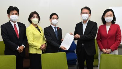 子育て世帯への特別給付金（5万円）の再支給を厚生労働省に申し入れ