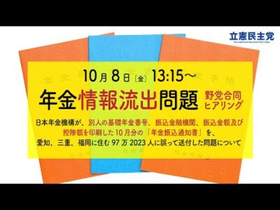 第２回「年金情報流出問題」野党合同ヒアリングが開催されました