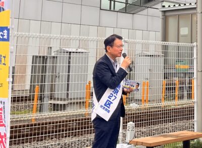 7/16(火)　野方駅にて朝の街頭演説を行いました。
